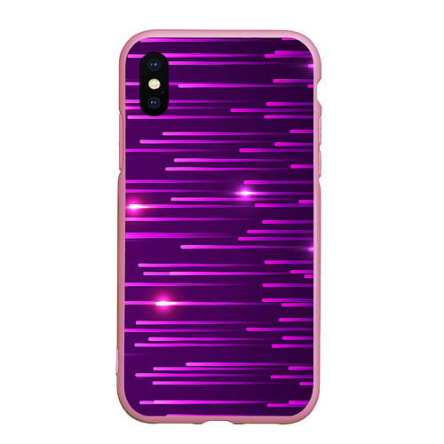 Чехол iPhone XS Max матовый Светящиеся неоновые лучи / 3D-Розовый – фото 1