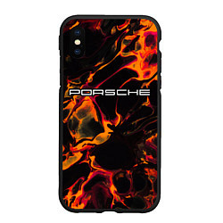 Чехол iPhone XS Max матовый Porsche red lava, цвет: 3D-черный