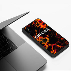 Чехол iPhone XS Max матовый Chelsea red lava, цвет: 3D-черный — фото 2