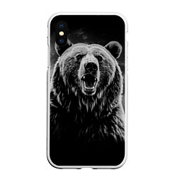 Чехол iPhone XS Max матовый Большой бурый медведь оскал, цвет: 3D-белый