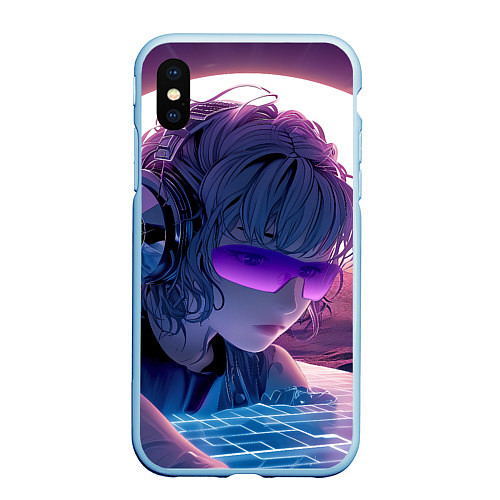 Чехол iPhone XS Max матовый Honkai Star Rail Silver Wolf / 3D-Голубой – фото 1