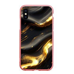 Чехол iPhone XS Max матовый Черно-золотая волнистая текстура, цвет: 3D-баблгам