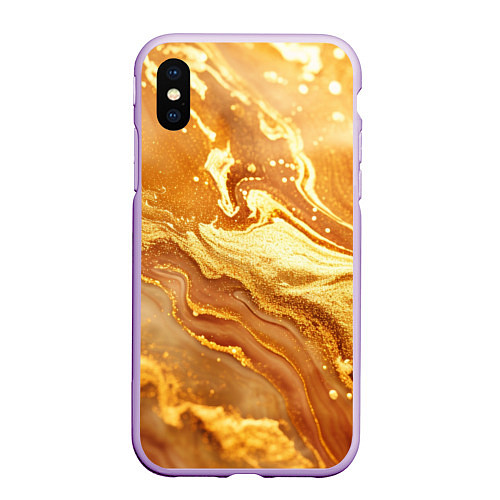 Чехол iPhone XS Max матовый Жидкое золото текстура / 3D-Сиреневый – фото 1