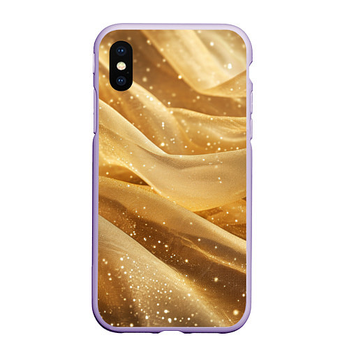 Чехол iPhone XS Max матовый Золотистая текстура с блестками / 3D-Светло-сиреневый – фото 1