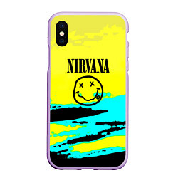 Чехол iPhone XS Max матовый Nirvana краски кислотные, цвет: 3D-сиреневый