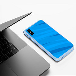Чехол iPhone XS Max матовый Насыщенный голубой полосами, цвет: 3D-голубой — фото 2