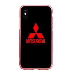 Чехол iPhone XS Max матовый Mitsubishi red logo