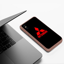 Чехол iPhone XS Max матовый Mitsubishi red logo, цвет: 3D-коричневый — фото 2