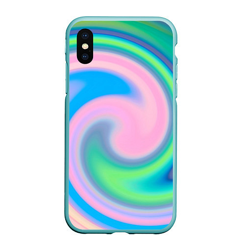 Чехол iPhone XS Max матовый Абстракция спиральная / 3D-Мятный – фото 1