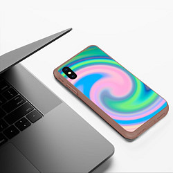 Чехол iPhone XS Max матовый Абстракция спиральная, цвет: 3D-коричневый — фото 2