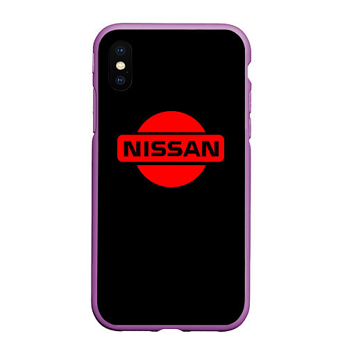 Чехол iPhone XS Max матовый Nissan red logo / 3D-Фиолетовый – фото 1