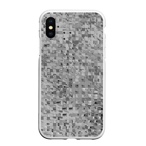 Чехол iPhone XS Max матовый Серый текстурированный кубики / 3D-Белый – фото 1