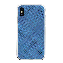 Чехол iPhone XS Max матовый Тёмно-голубой текстурированный