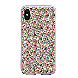 Чехол iPhone XS Max матовый Абстрактный паттерн салатово-розовый