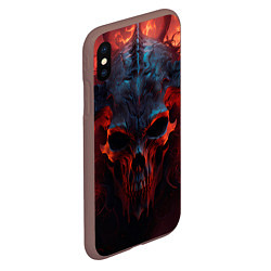 Чехол iPhone XS Max матовый Demon skull with horns, цвет: 3D-коричневый — фото 2