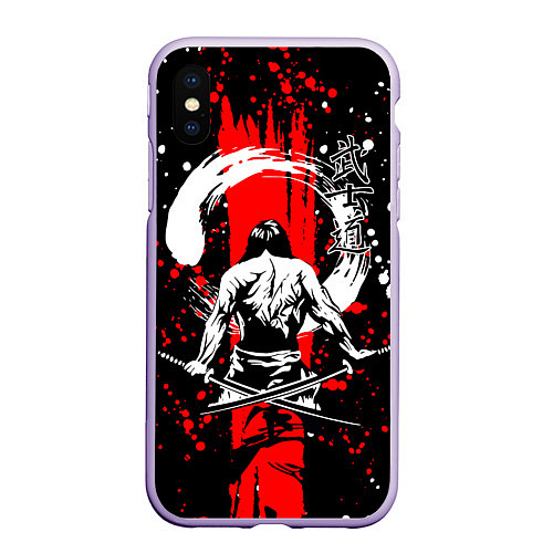 Чехол iPhone XS Max матовый Самурай с двумя мечами / 3D-Светло-сиреневый – фото 1