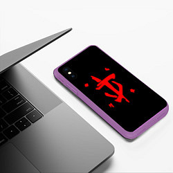 Чехол iPhone XS Max матовый Doom logo red, цвет: 3D-фиолетовый — фото 2