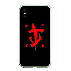 Чехол iPhone XS Max матовый Doom logo red, цвет: 3D-салатовый