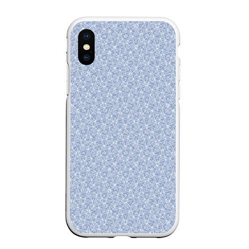 Чехол iPhone XS Max матовый Светлый серо-голубой в мелкий рисунок / 3D-Белый – фото 1