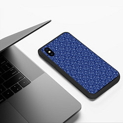 Чехол iPhone XS Max матовый Синий в мелкий рисунок, цвет: 3D-черный — фото 2