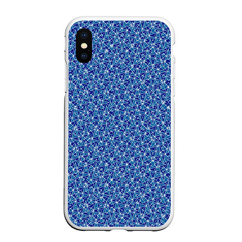 Чехол iPhone XS Max матовый Светлый синий в мелкий рисунок / 3D-Белый – фото 1