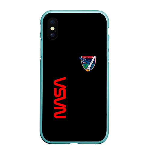 Чехол iPhone XS Max матовый Nasa space logo steel / 3D-Мятный – фото 1