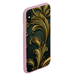 Чехол iPhone XS Max матовый Золотые старые темные узоры, цвет: 3D-розовый — фото 2