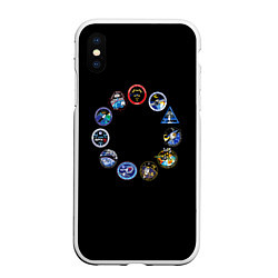 Чехол iPhone XS Max матовый NASA круг логотипов