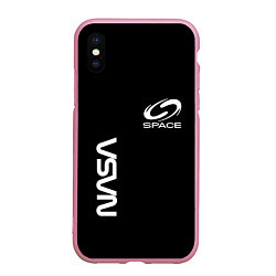 Чехол iPhone XS Max матовый Nasa space logo white, цвет: 3D-розовый