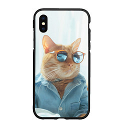 Чехол iPhone XS Max матовый Альфа кот, цвет: 3D-черный