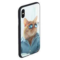 Чехол iPhone XS Max матовый Альфа кот, цвет: 3D-черный — фото 2