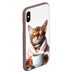 Чехол iPhone XS Max матовый Котик в халате, цвет: 3D-коричневый — фото 2