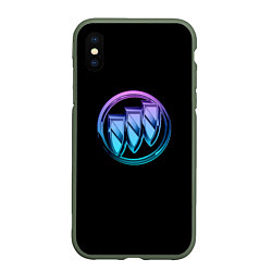 Чехол iPhone XS Max матовый Buick logo neon, цвет: 3D-темно-зеленый