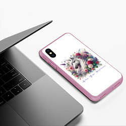 Чехол iPhone XS Max матовый Мечтай цвети вдохновляй, цвет: 3D-розовый — фото 2