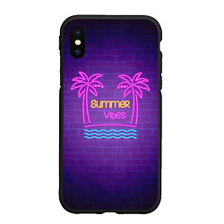 Чехол iPhone XS Max матовый Неоновые пальмы summer vibes