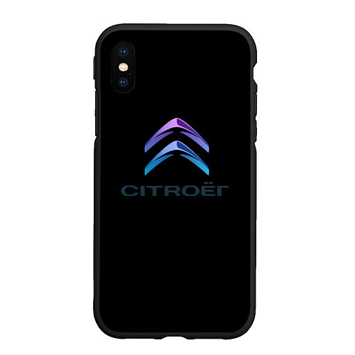 Чехол iPhone XS Max матовый Citroen logo neon / 3D-Черный – фото 1