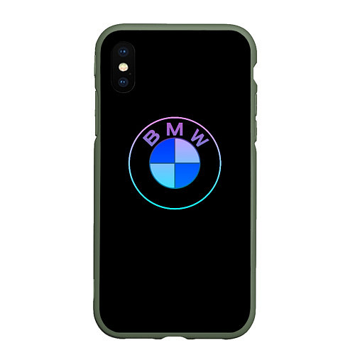 Чехол iPhone XS Max матовый BMW neon logo / 3D-Темно-зеленый – фото 1