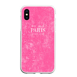 Чехол iPhone XS Max матовый Pink Paris, цвет: 3D-белый