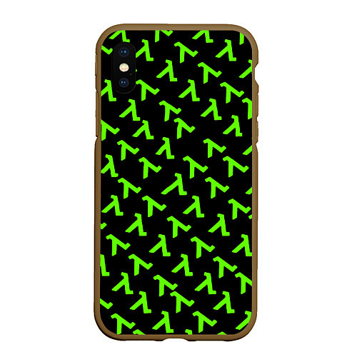 Чехол iPhone XS Max матовый Half life green logo / 3D-Коричневый – фото 1