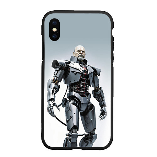 Чехол iPhone XS Max матовый Cyber Lenin - ai art / 3D-Черный – фото 1