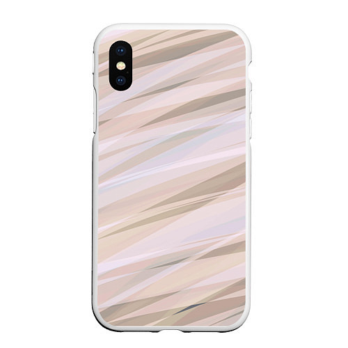 Чехол iPhone XS Max матовый Бежевый абстрактные полосы / 3D-Белый – фото 1