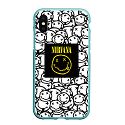 Чехол iPhone XS Max матовый Nirvana rock pattern, цвет: 3D-мятный