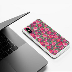 Чехол iPhone XS Max матовый Пионы и шмели, цвет: 3D-белый — фото 2