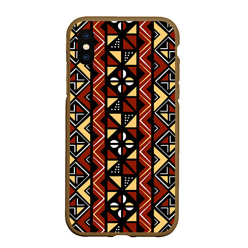 Чехол iPhone XS Max матовый Африканский мавританский орнамент / 3D-Коричневый – фото 1