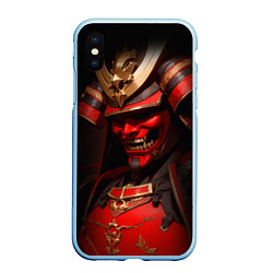 Чехол iPhone XS Max матовый Демон самурай Они - красный, цвет: 3D-голубой