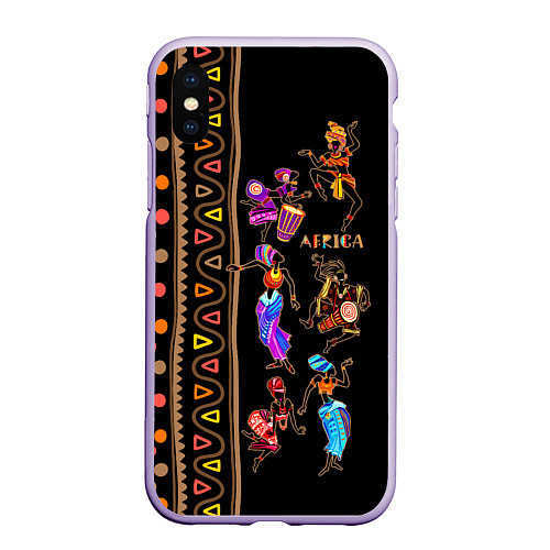 Чехол iPhone XS Max матовый Африканские танцы - этнический орнамент / 3D-Светло-сиреневый – фото 1