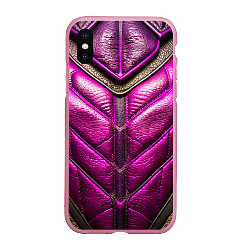 Чехол iPhone XS Max матовый Текстурная кожа в космическом стиле / 3D-Розовый – фото 1