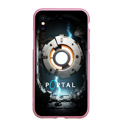 Чехол iPhone XS Max матовый Portal space, цвет: 3D-розовый