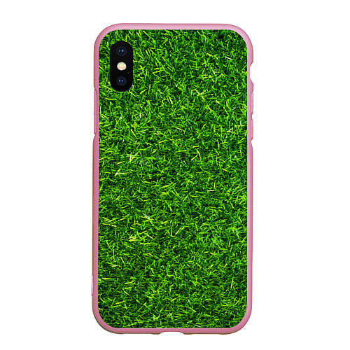 Чехол iPhone XS Max матовый Текстура газона / 3D-Розовый – фото 1