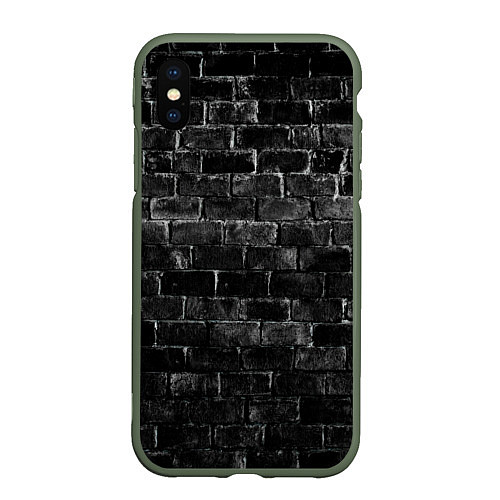 Чехол iPhone XS Max матовый Текстура темного кирпича / 3D-Темно-зеленый – фото 1